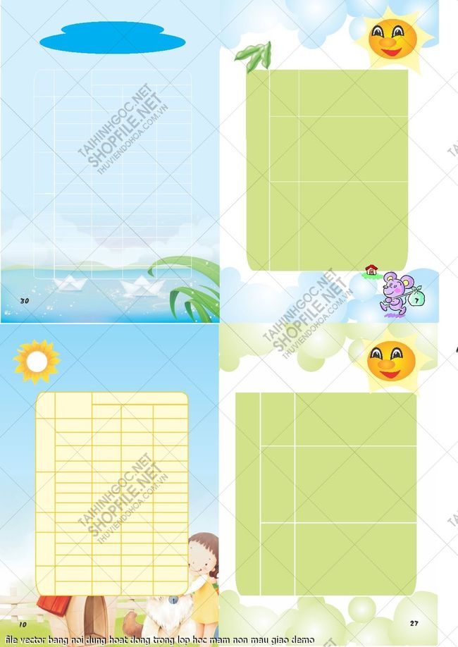 file vector bang noi dung hoat dong trong lop hoc mam non mau giao